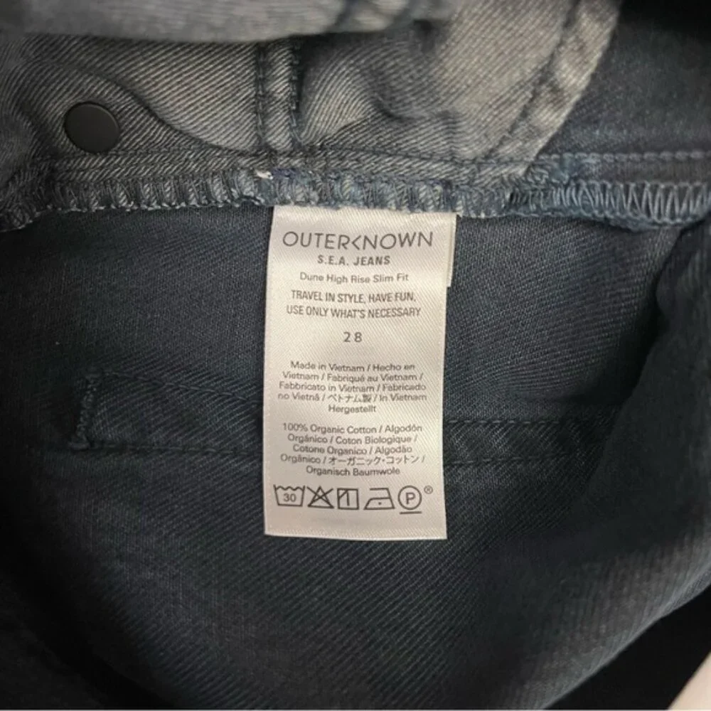 Outerknown Jeans Women's Size 28 Dark Navy Blue Hue Dune High‎ Rise Slim Fit NWT